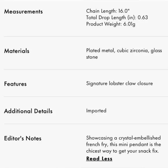 Kate Spade ♠️ What A Snack Mini Pendant French Fry Necklace And Earring Bundle - Picture 7 of 8